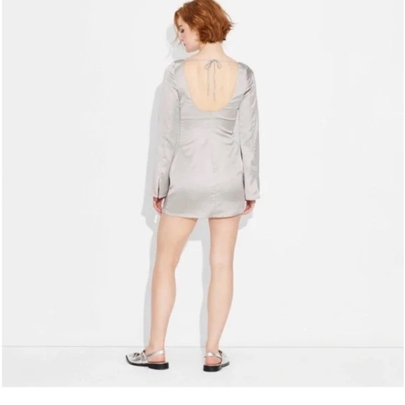 NWT Wild Fable Satin Dress in Silver - Picture 3 of 11